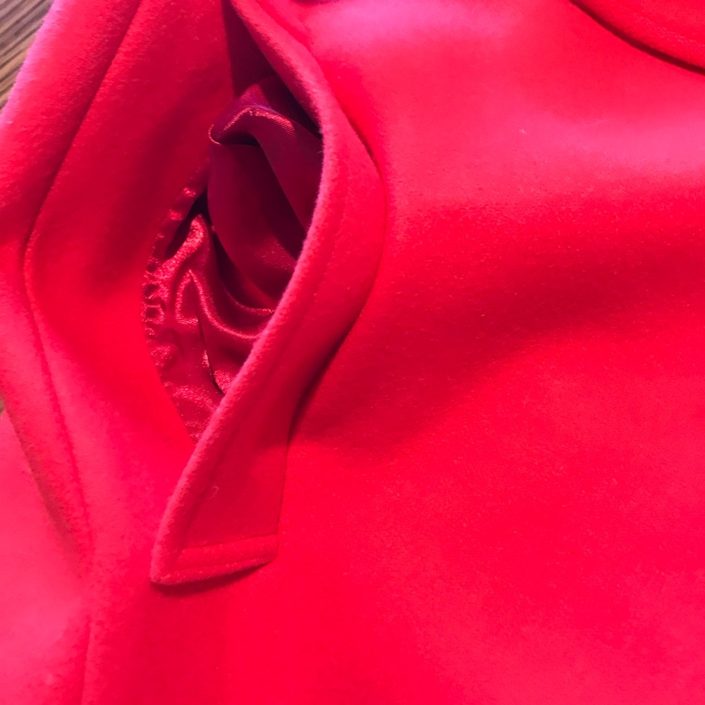 J Crew Melton Wool Red Women's Coat Size 00 - Picture 6 of 8